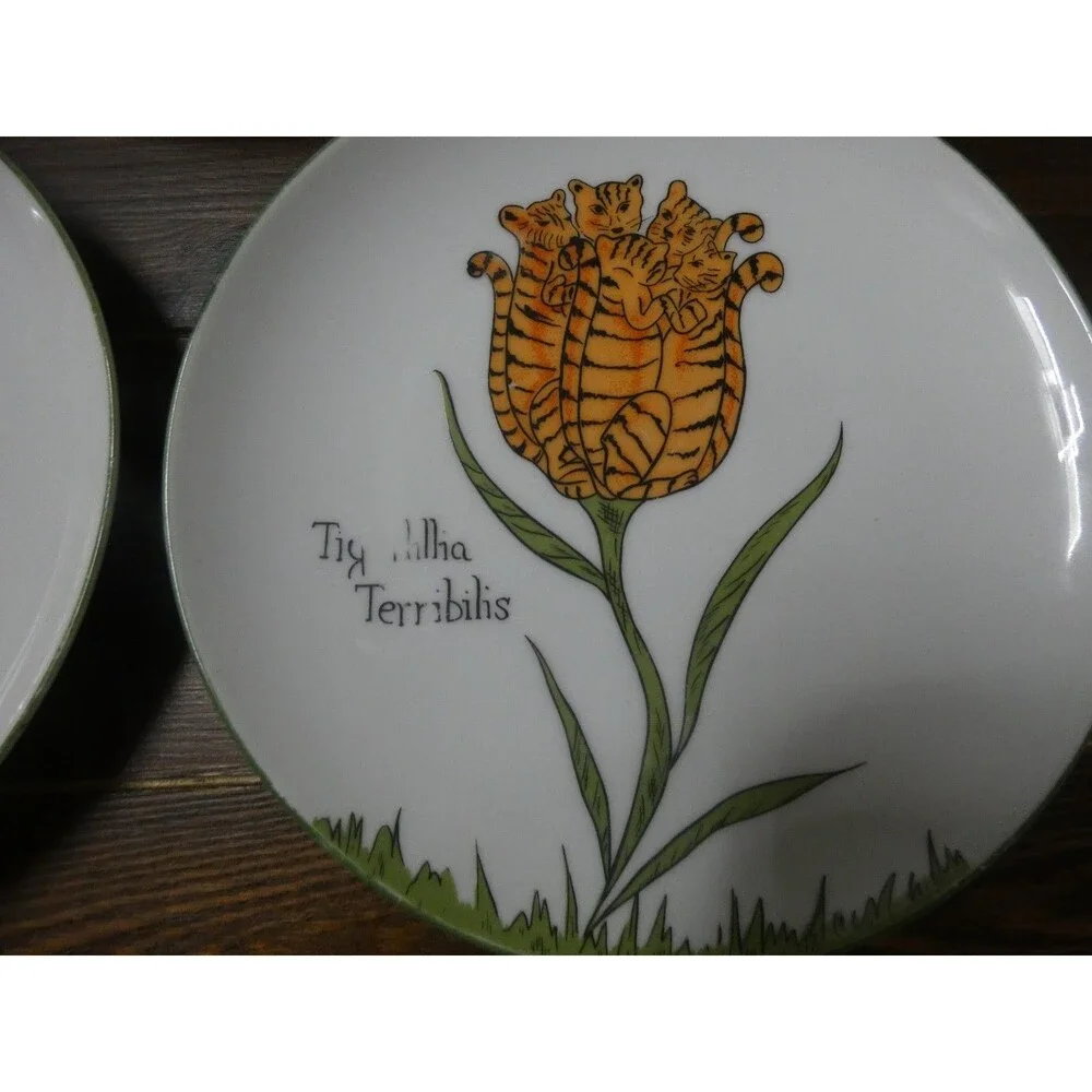 Franci Villa Vanilla Palm Beach Set 4 Salad Plates Illustrated Taste Setter 7.5